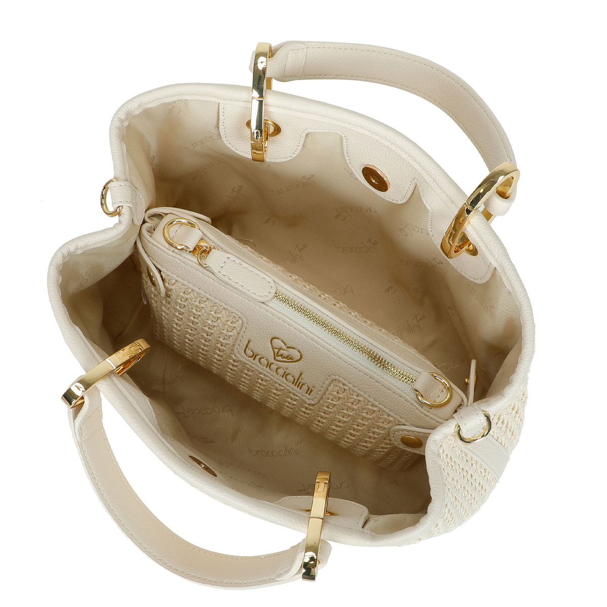 Braccialini Borsa a mano Beth Tricot Bianco - 4 Braccialini Borsa a mano Beth Tricot Bianco - 4