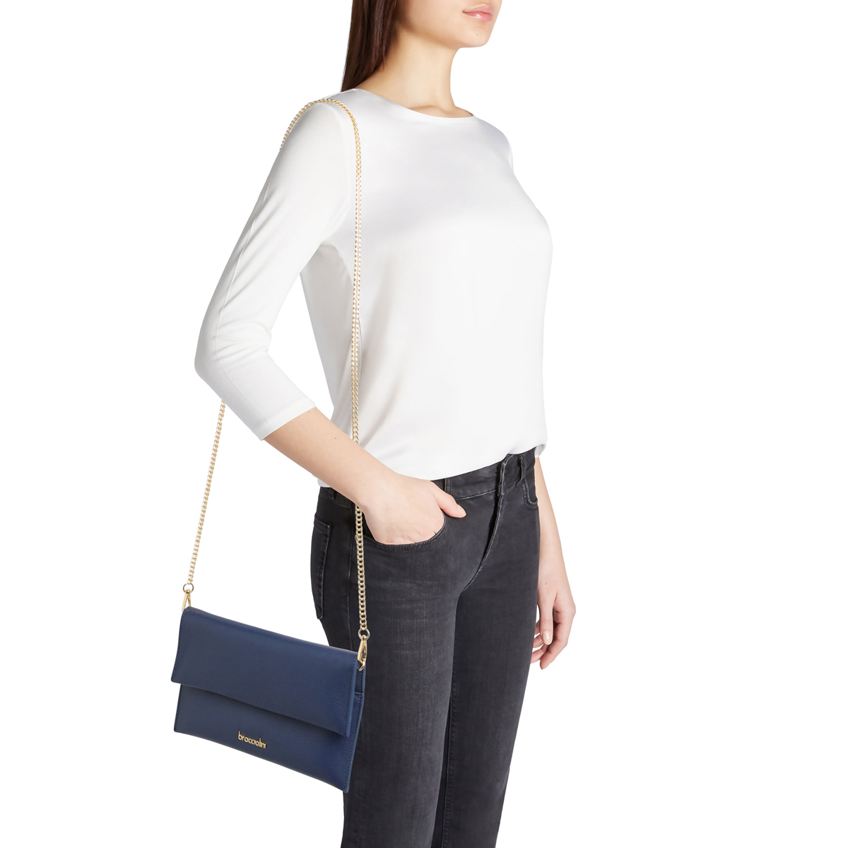 Braccialini Pochette Jinny Leather Blu - 3 Braccialini Pochette Jinny Leather Blu - 3