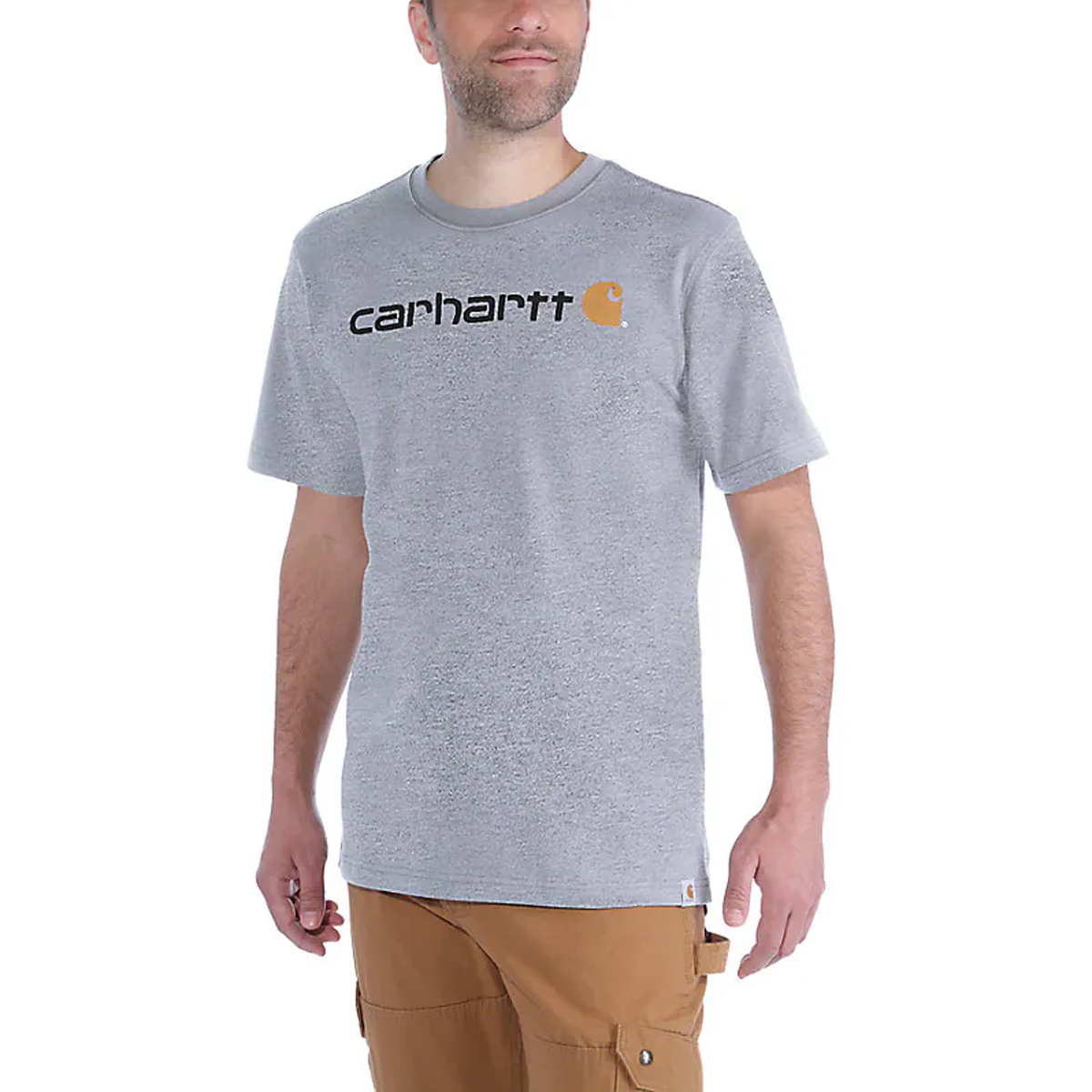Carhartt T-Shirt Core Logo Heather Grey - 1 Carhartt T-Shirt Core Logo Heather Grey - 1