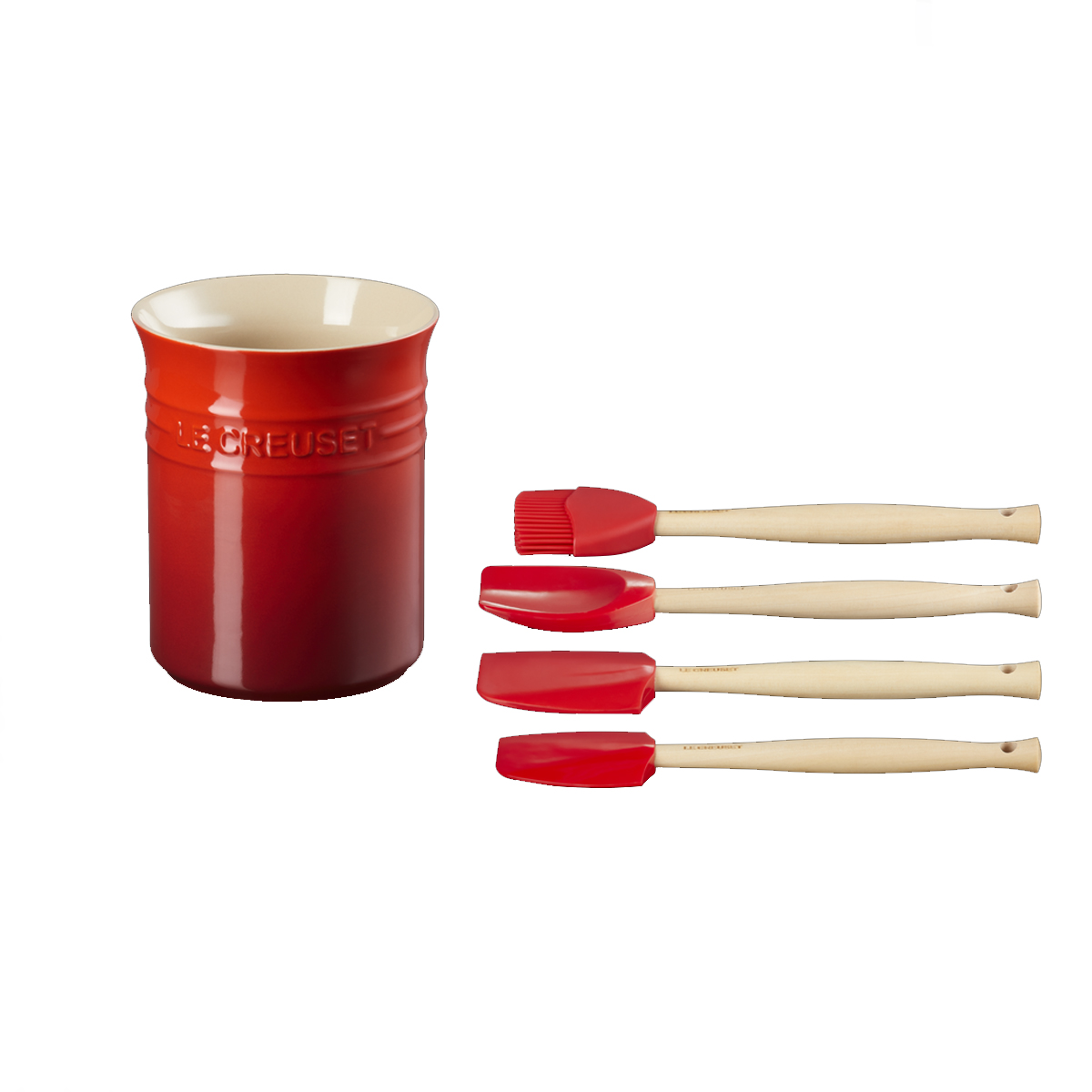 Le Creuset Set Contenitore + 4 Spatole Craft Ciliegia - 3 Le Creuset Set Contenitore + 4 Spatole Craft Ciliegia - 3