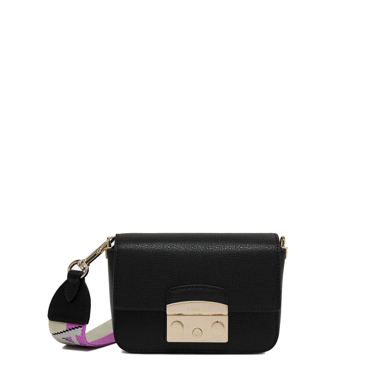 Furla Mini Borsa a bandoliera Metropolis Nero Marmo Violet - 1 Furla Mini Borsa a bandoliera Metropolis Nero Marmo Violet - 1