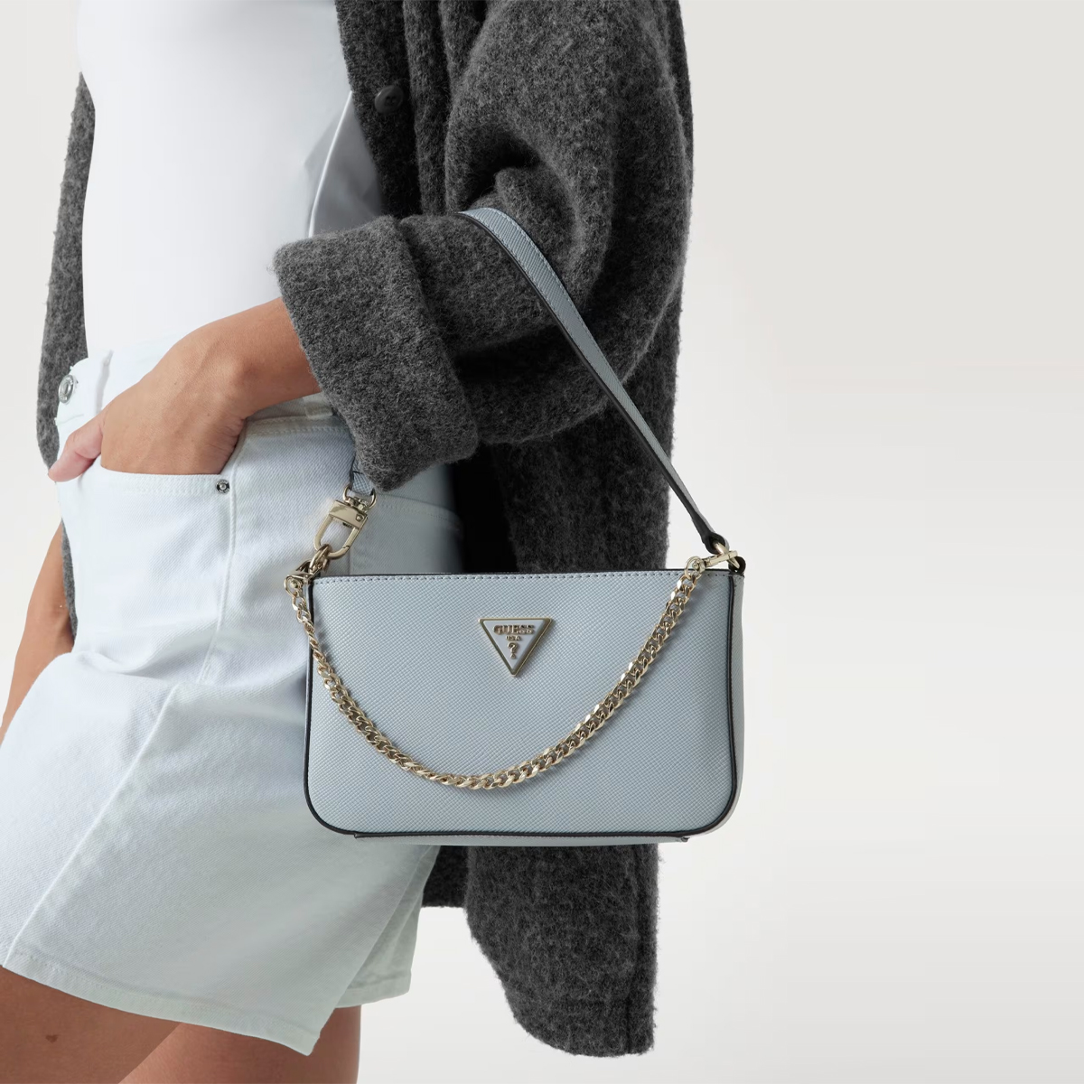 Guess Noelle Mini Lavendar Grey Handbag - 3 Guess Noelle Mini Lavendar Grey Handbag - 3