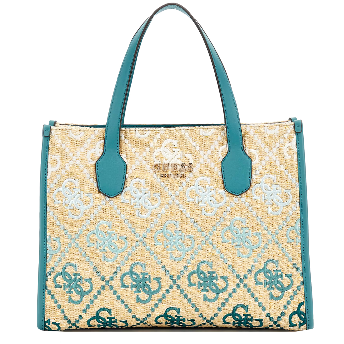 Guess Borsa a mano Silvana 4G Teal Logo - 1
