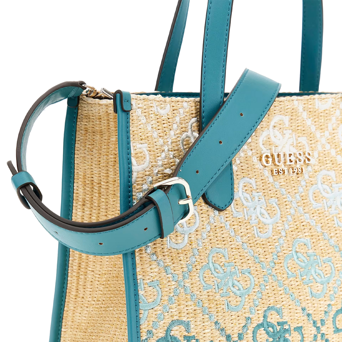 Guess Borsa a mano Silvana 4G Teal Logo - 4