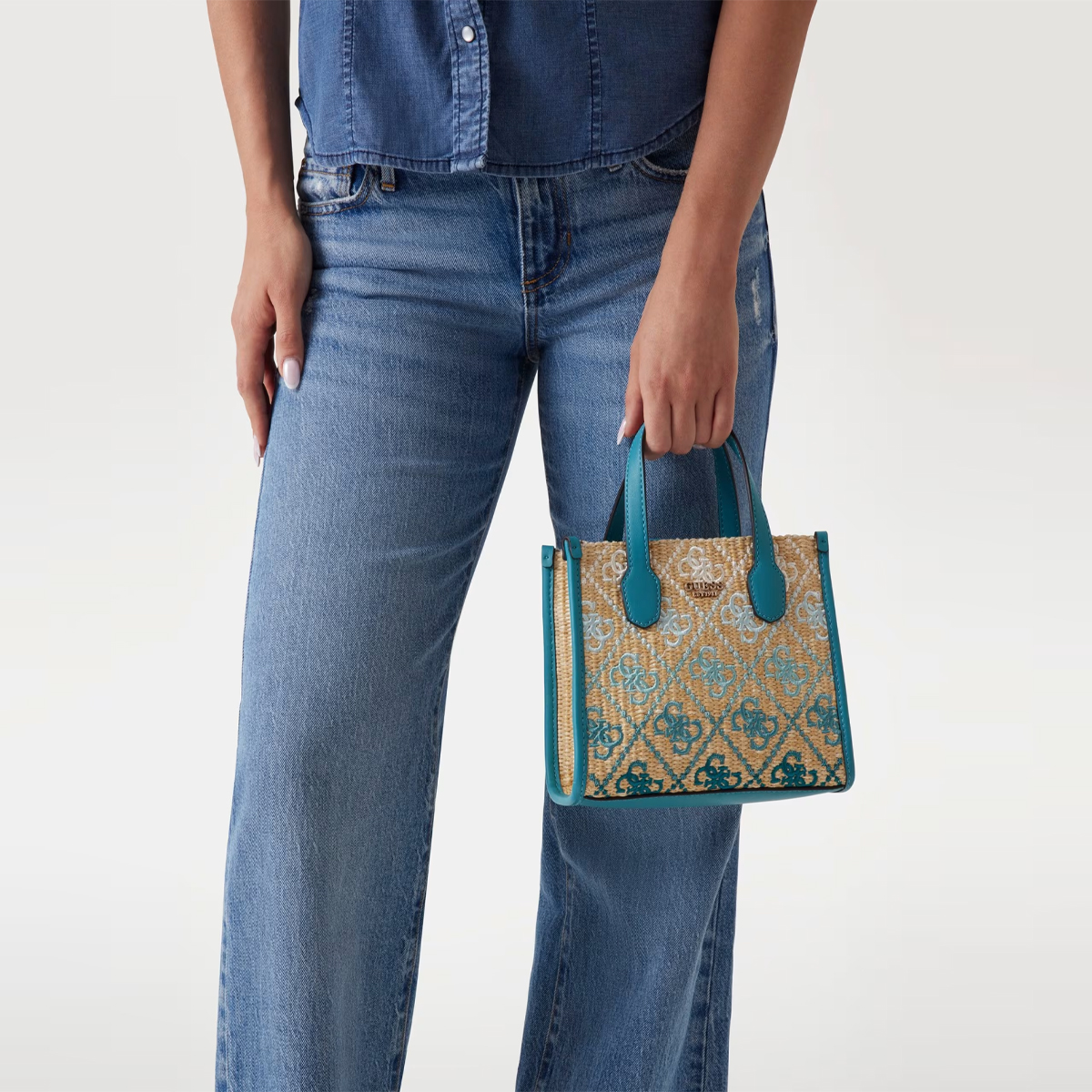Guess Mini borsa a mano Silvana 4G Teal Logo - 2 Guess Mini borsa a mano Silvana 4G Teal Logo - 2