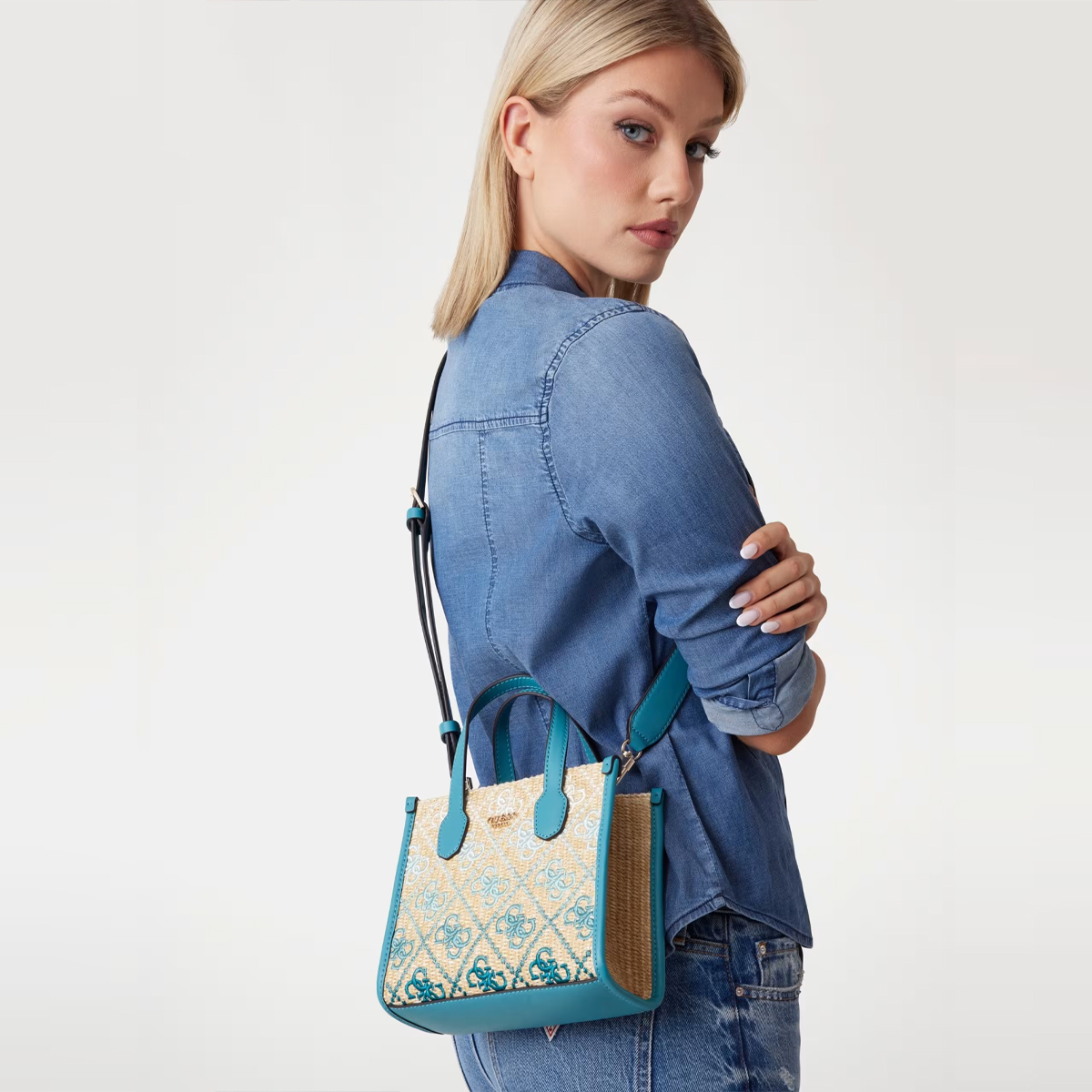 Guess Mini borsa a mano Silvana 4G Teal Logo - 3 Guess Mini borsa a mano Silvana 4G Teal Logo - 3