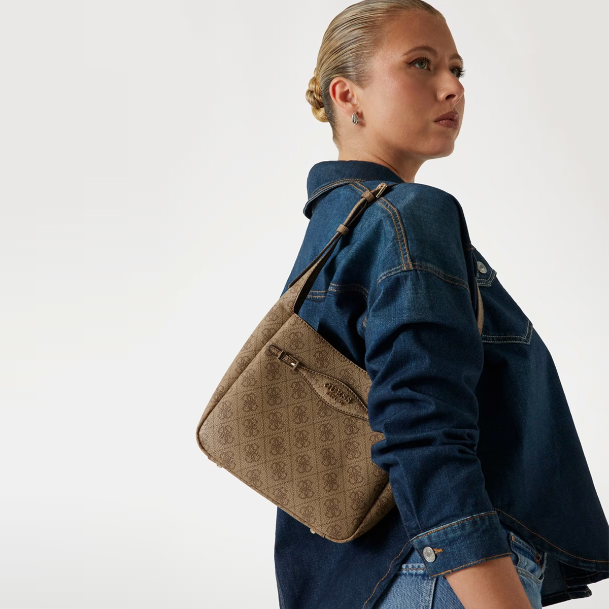 Guess Hobo Bag Mini Katya Latte Logo - 5 Guess Hobo Bag Mini Katya Latte Logo - 5