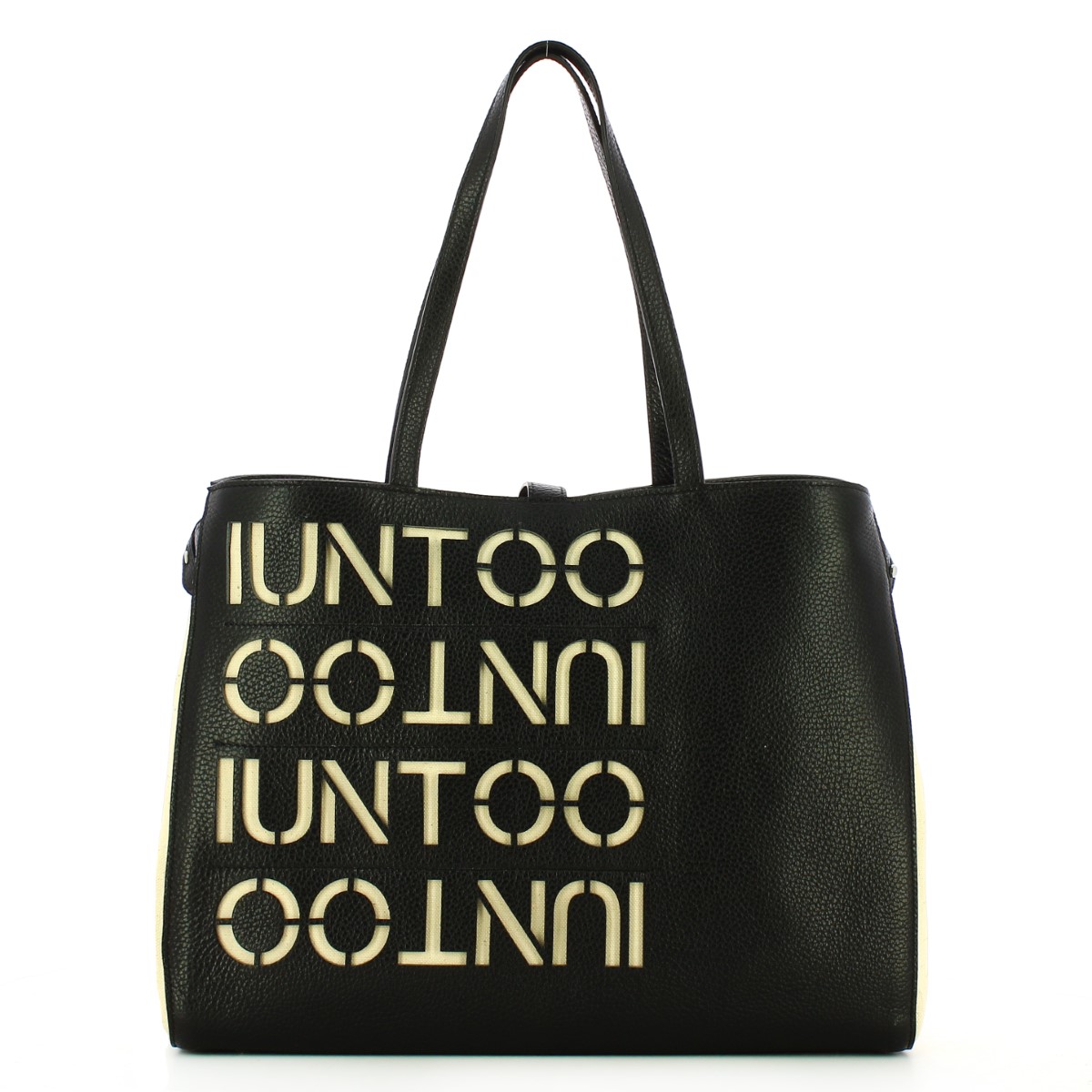Iuntoo Shopper Media Graziosa con logo Nero Beige - 1 Iuntoo Shopper Media Graziosa con logo Nero Beige - 1