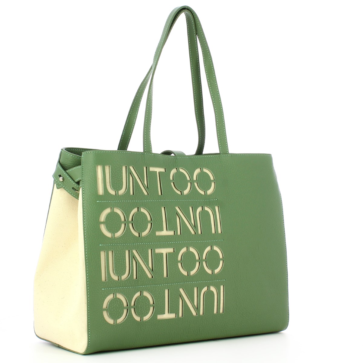 Iuntoo Shopper Media Graziosa con logo Salvia Beige - 2 Iuntoo Shopper Media Graziosa con logo Salvia Beige - 2