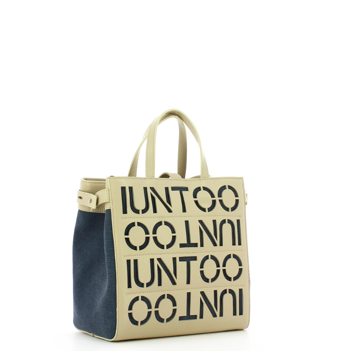 Iuntoo Shopper Piccola Graziosa con logo Beige Jeans - 2 Iuntoo Shopper Piccola Graziosa con logo Beige Jeans - 2