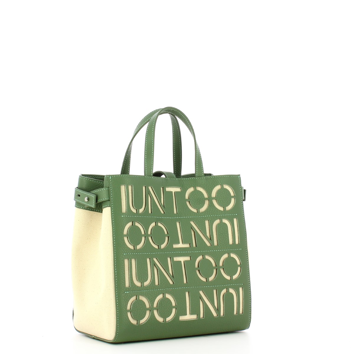 Iuntoo Shopper Piccola Graziosa con logo Salvia Beige - 2