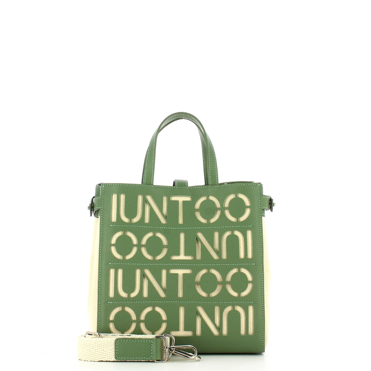 Iuntoo Shopper Piccola Graziosa con logo Salvia Beige - 4