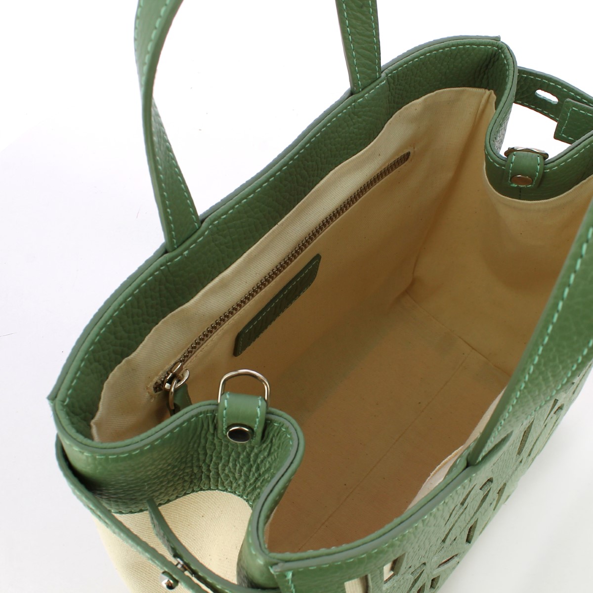 Iuntoo Shopper Piccola Graziosa con logo Salvia Beige - 5
