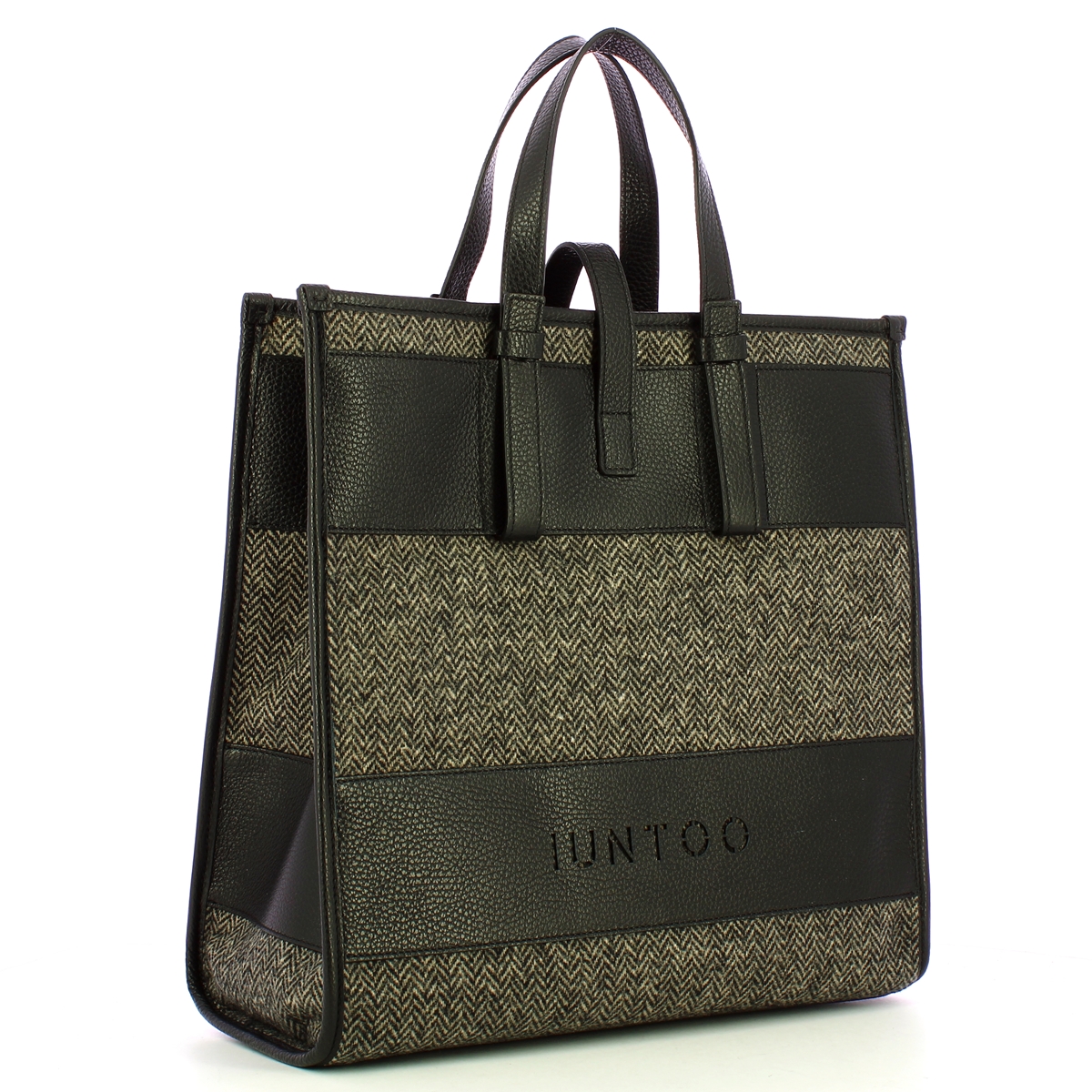 Iuntoo New Tote Grande Nero + Spigato Nero - 2 Iuntoo New Tote Grande Nero + Spigato Nero - 2