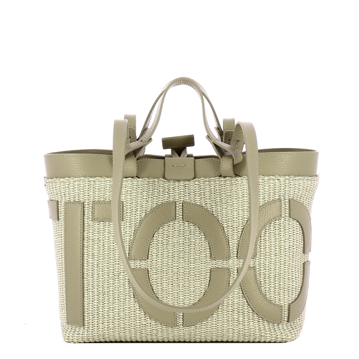 Iuntoo Shopping Sibilla Piccola Logo Raffia Cappuccino+Cappuccino - 3