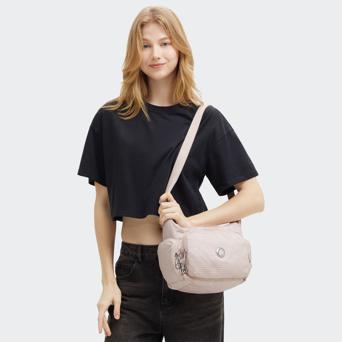 Kipling Tracolla Gabb S Pink Pearl Jacquard - 2 Kipling Tracolla Gabb S Pink Pearl Jacquard - 2