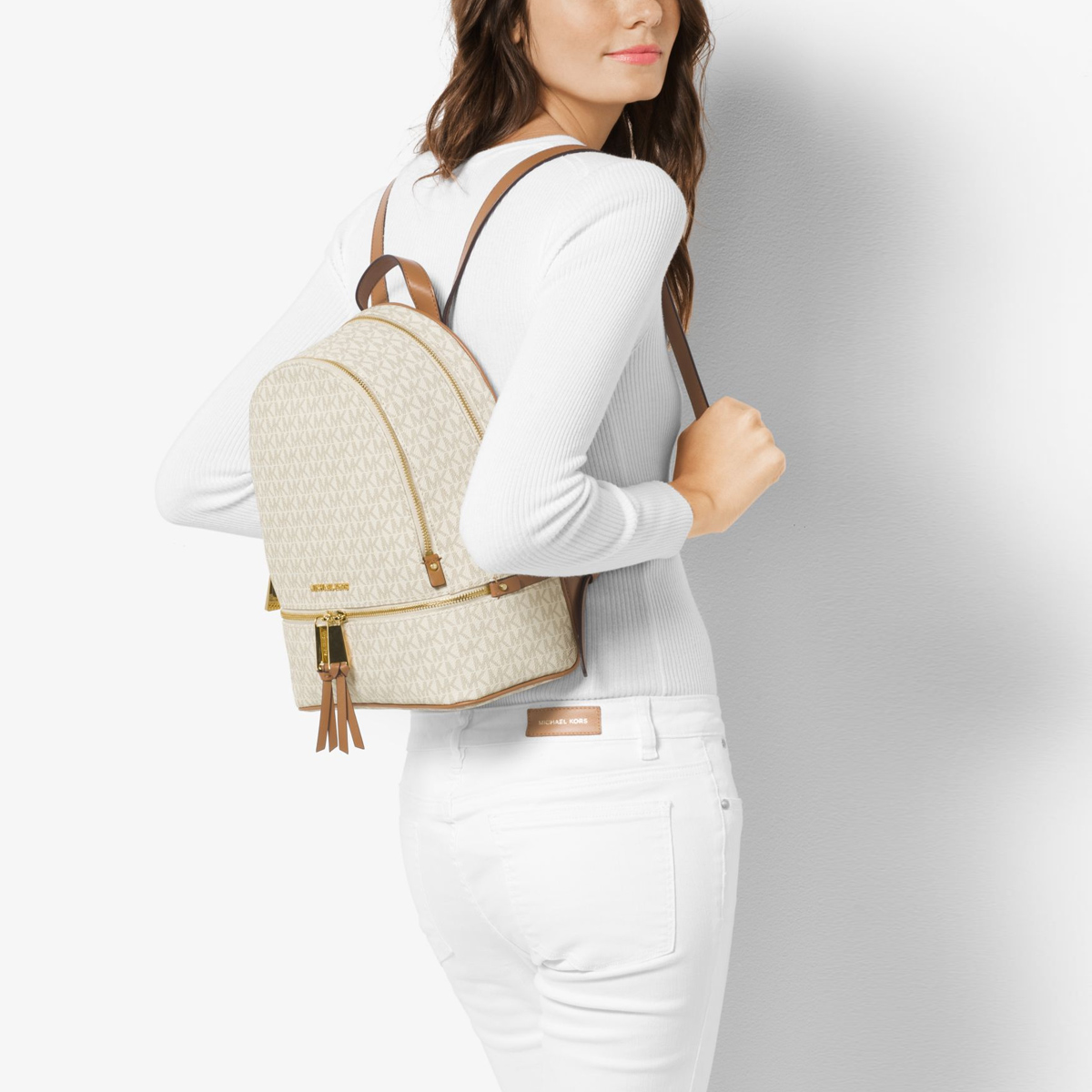 Michael Kors Zaino Rhea Medium logato Vanilla - 3 Michael Kors Zaino Rhea Medium logato Vanilla - 3