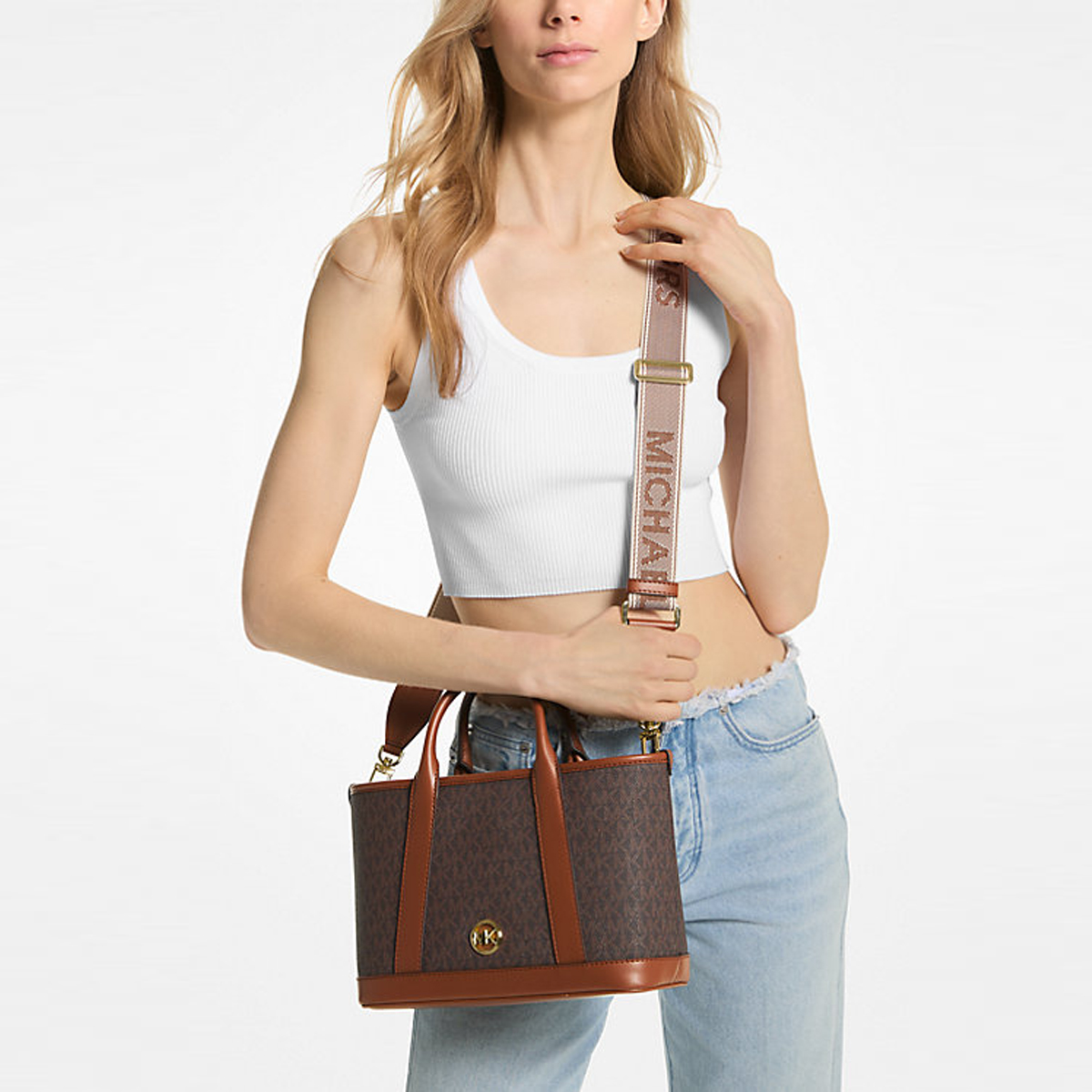 Michael Kors Borsa a mano Luisa piccola con logo Brn/Luggage - 4 Michael Kors Borsa a mano Luisa piccola con logo Brn/Luggage - 4