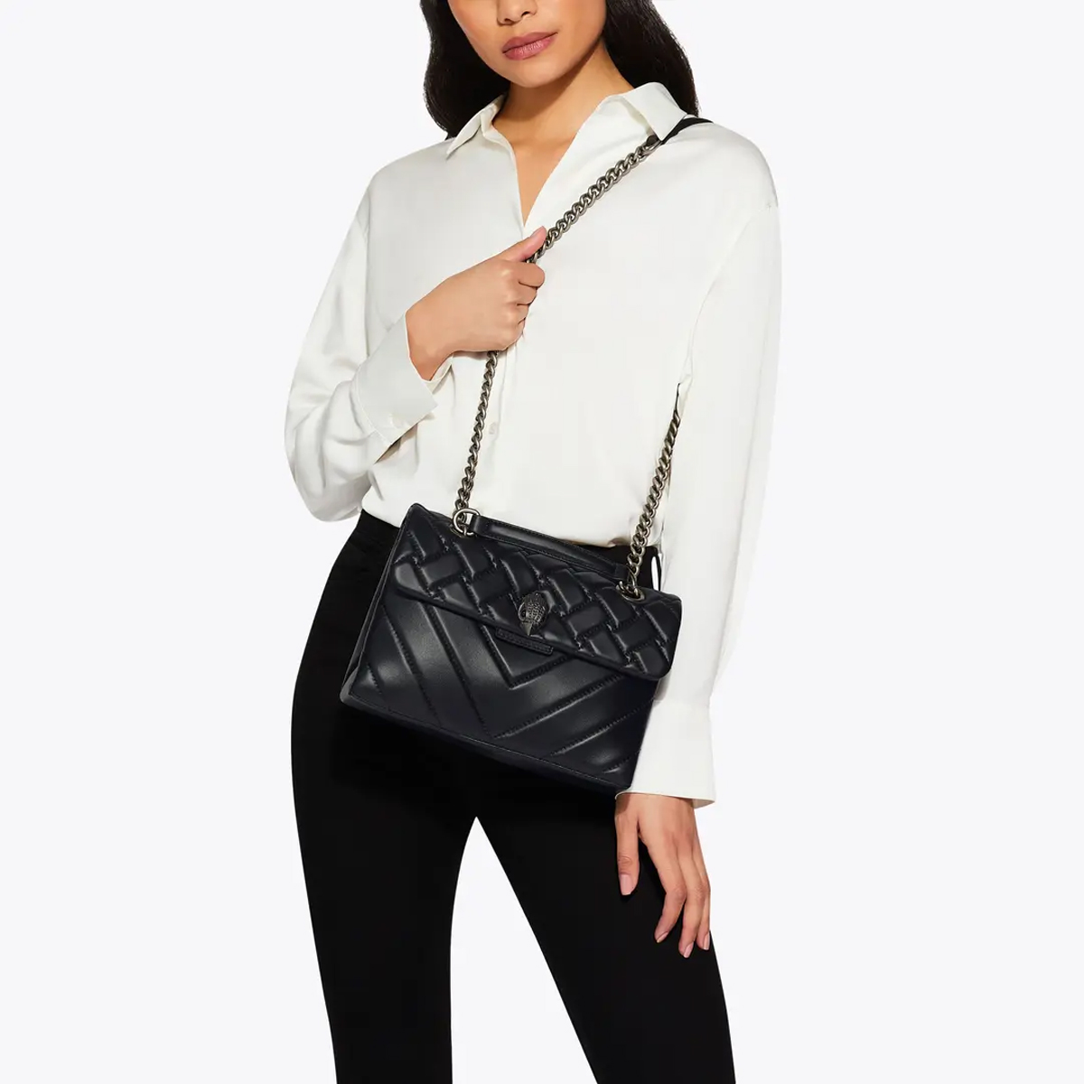 KUGE Borsa a spalla Kensington Bag Large Black Comb - 7 KUGE Borsa a spalla Kensington Bag Large Black Comb - 7