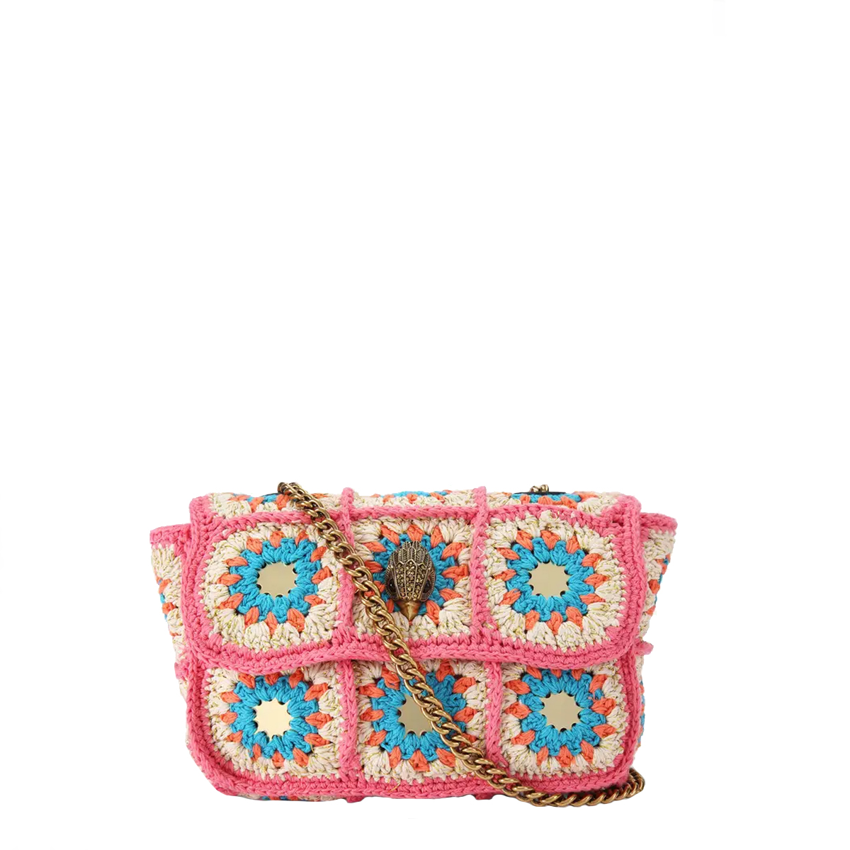 Kurt Geiger Tracolla Medium Kensington Bag Crochet Pink Comb - 1 Kurt Geiger Tracolla Medium Kensington Bag Crochet Pink Comb - 1