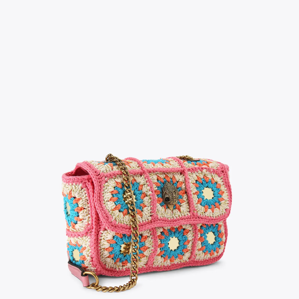 Kurt Geiger Tracolla Medium Kensington Bag Crochet Pink Comb - 3 Kurt Geiger Tracolla Medium Kensington Bag Crochet Pink Comb - 3