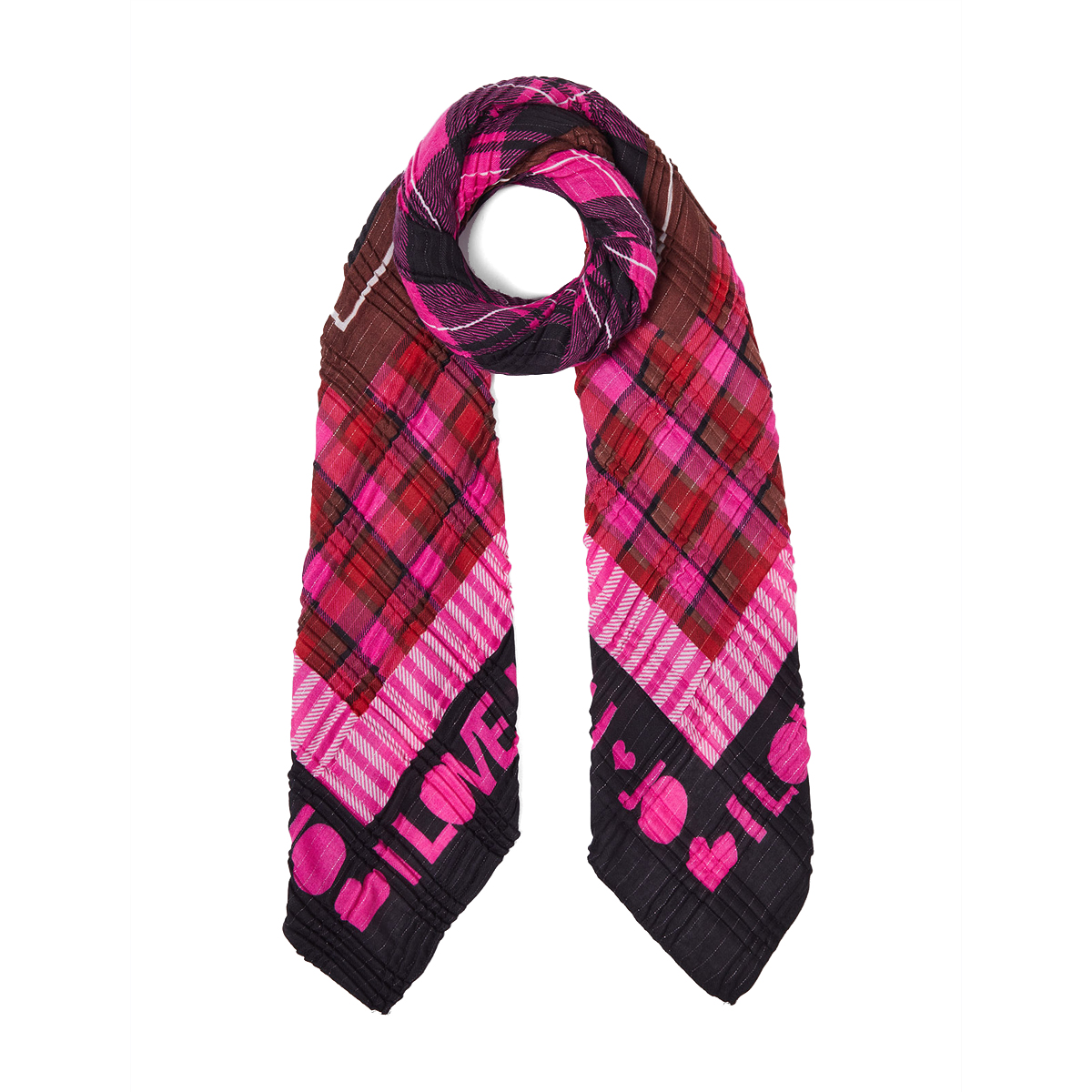 Liu Jo Foulard Check Ecosostenibile Dark Fuxia - 2 Liu Jo Foulard Check Ecosostenibile Dark Fuxia - 2