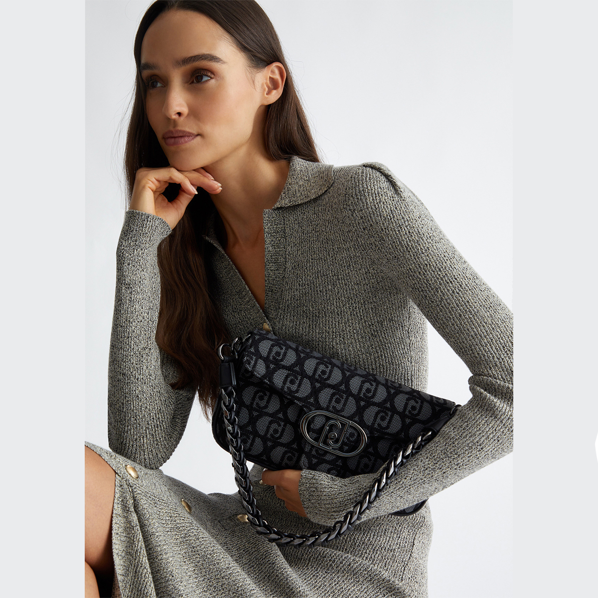 Liu Jo Borsa a spalla logo Jacquard Nero - 2 Liu Jo Borsa a spalla logo Jacquard Nero - 2
