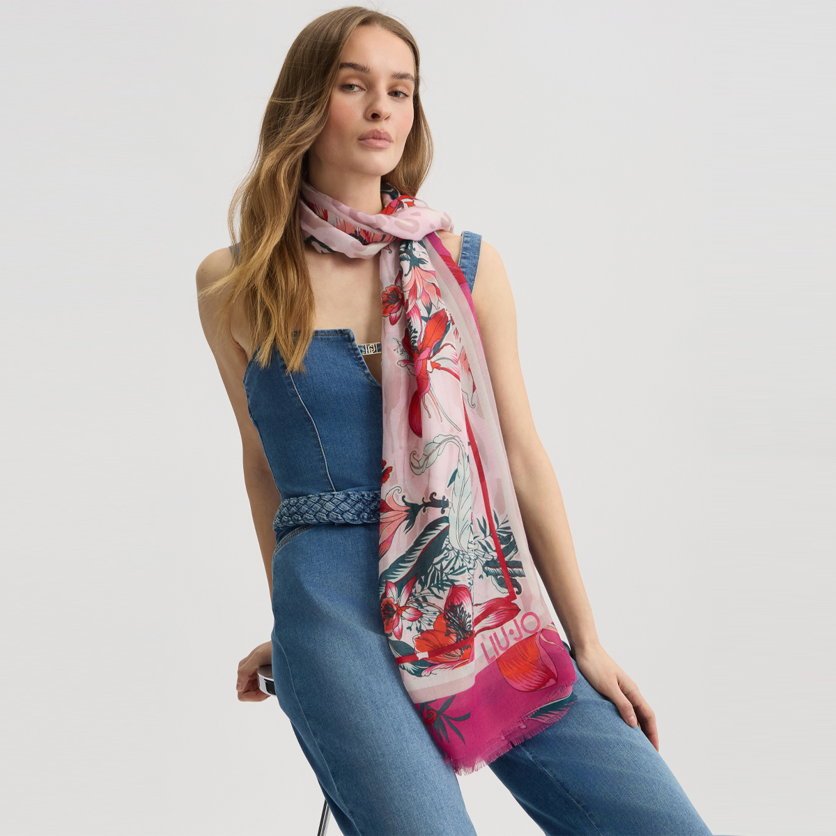 Liu Jo Foulard stamp floreale Sangria - 2 Liu Jo Foulard stamp floreale Sangria - 2
