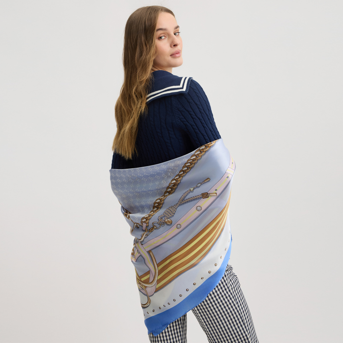 Liu Jo Foulard a righe Blu Bonnet - 2 Liu Jo Foulard a righe Blu Bonnet - 2