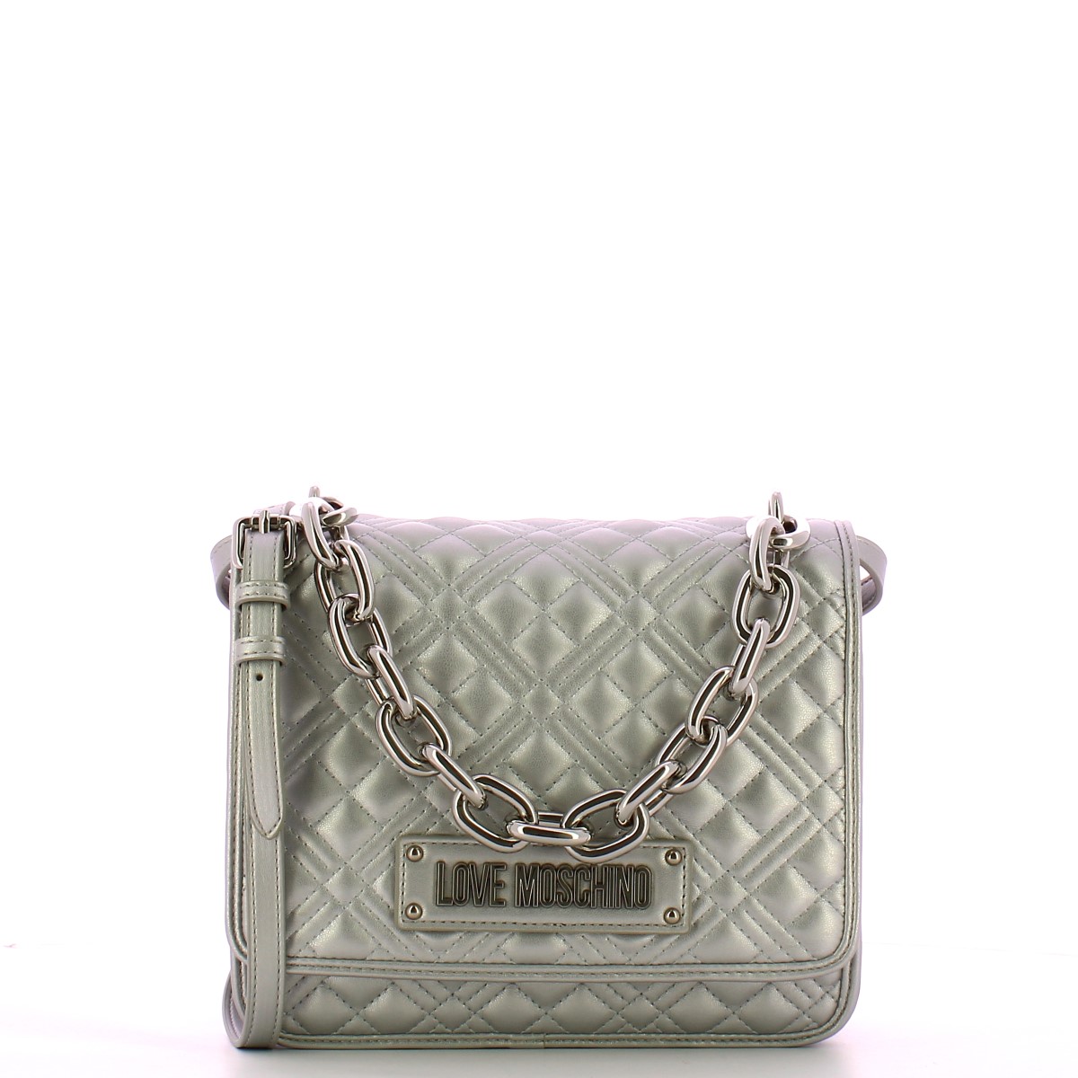 Love Moschino Borsa a tracolla con catena Shiny Quilted Argento - 1 Love Moschino Borsa a tracolla con catena Shiny Quilted Argento - 1