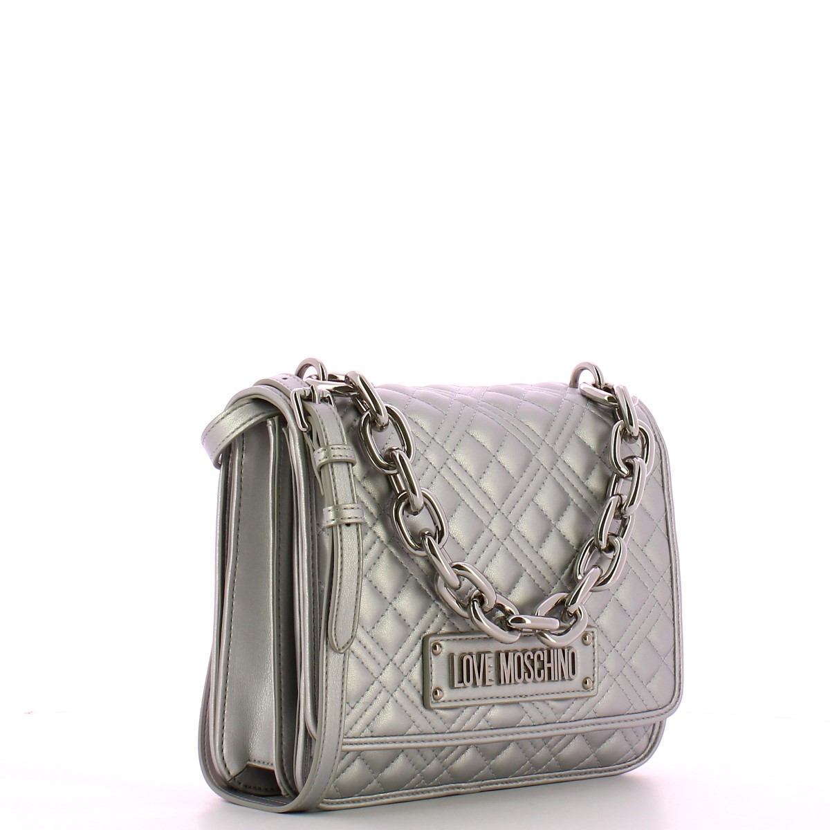 Love Moschino Borsa a tracolla con catena Shiny Quilted Argento - 2 Love Moschino Borsa a tracolla con catena Shiny Quilted Argento - 2