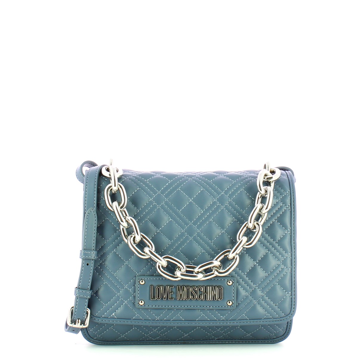 Love Moschino Borsa a tracolla con catena Shiny Quilted Denim - 1 Love Moschino Borsa a tracolla con catena Shiny Quilted Denim - 1