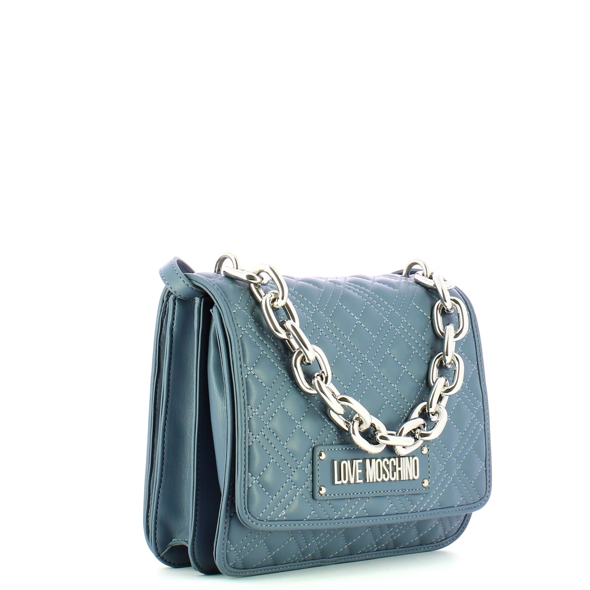 Love Moschino Borsa a tracolla con catena Shiny Quilted Denim - 2 Love Moschino Borsa a tracolla con catena Shiny Quilted Denim - 2
