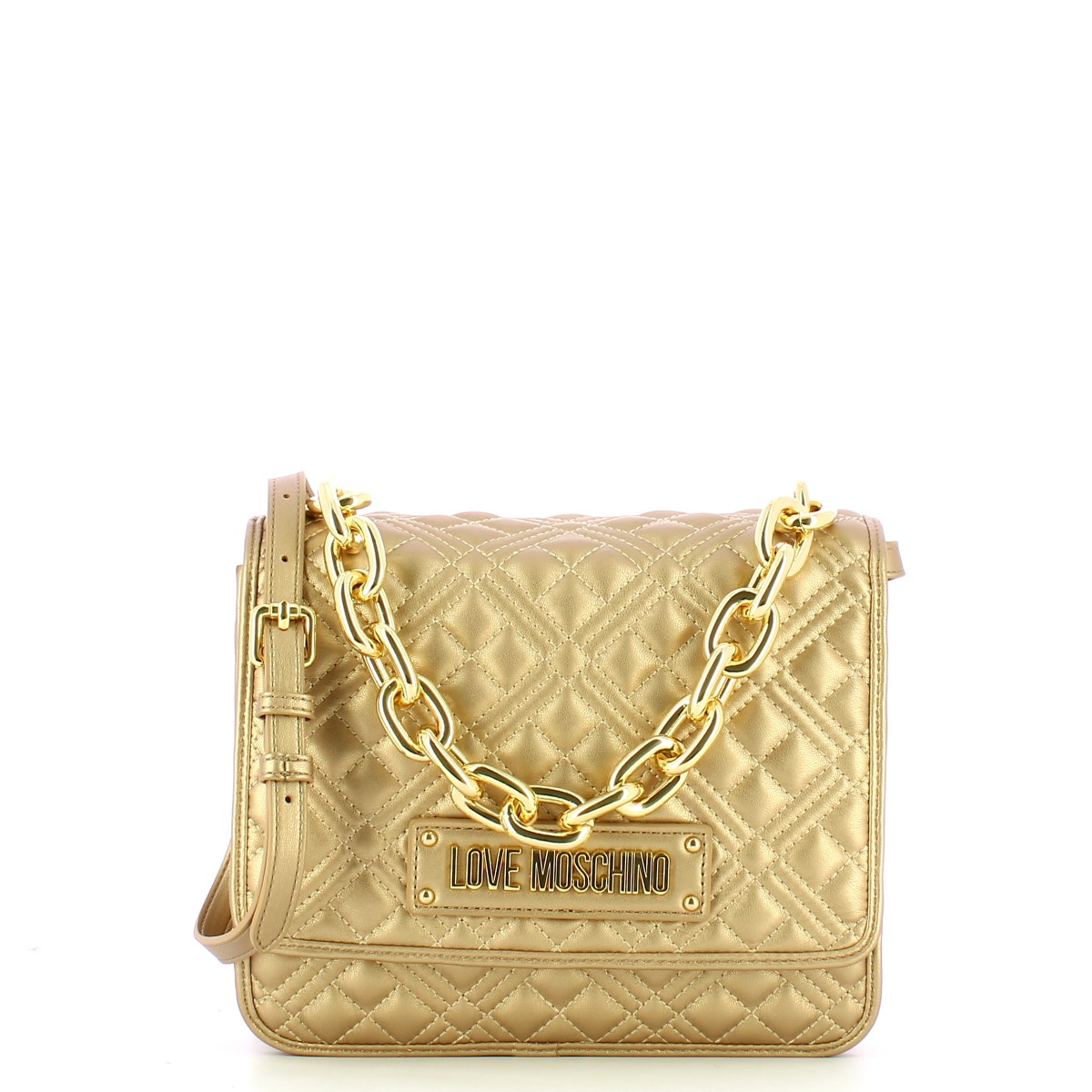 Love Moschino Borsa a tracolla con catena Shiny Quilted Oro - 1 Love Moschino Borsa a tracolla con catena Shiny Quilted Oro - 1