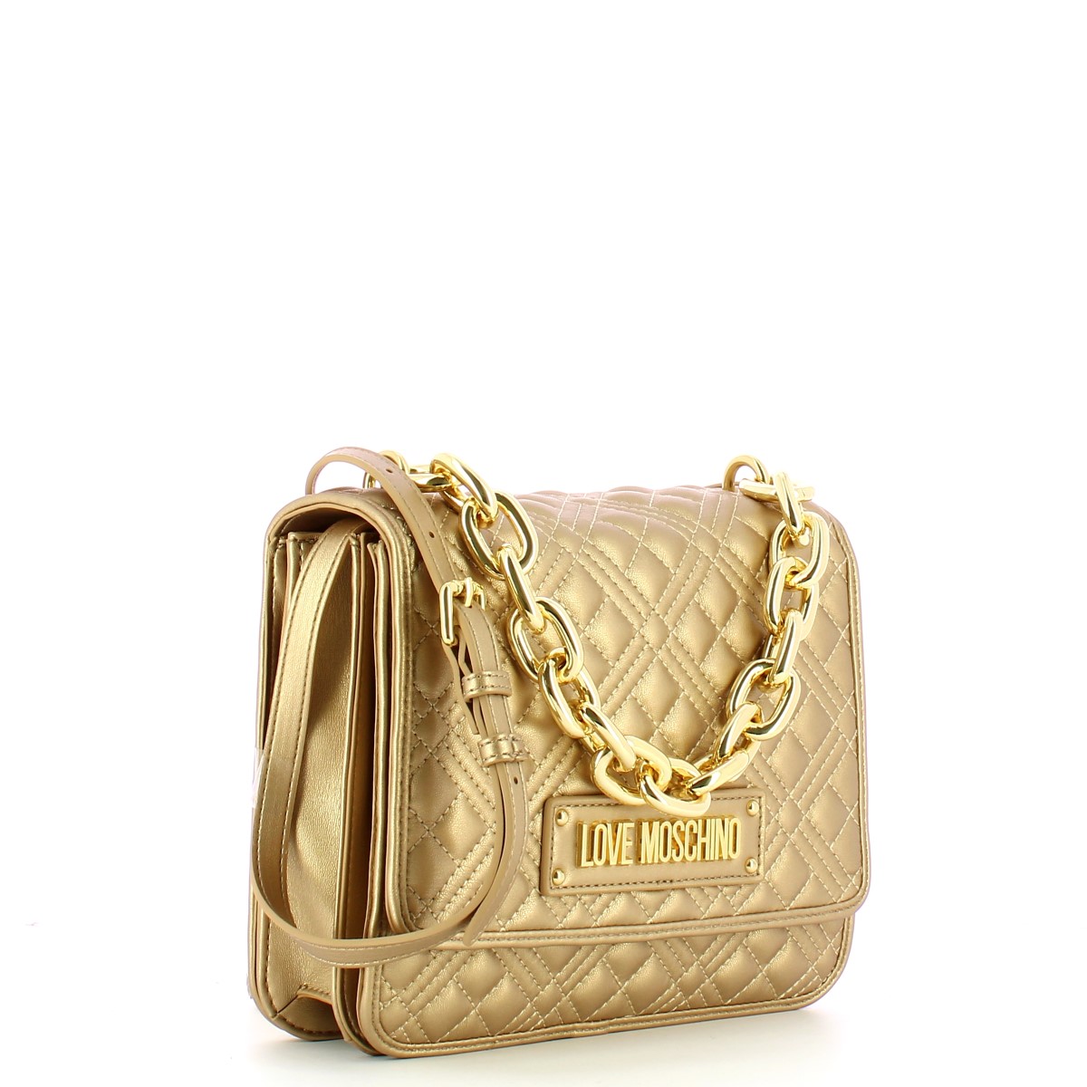 Love Moschino Borsa a tracolla con catena Shiny Quilted Oro - 2 Love Moschino Borsa a tracolla con catena Shiny Quilted Oro - 2