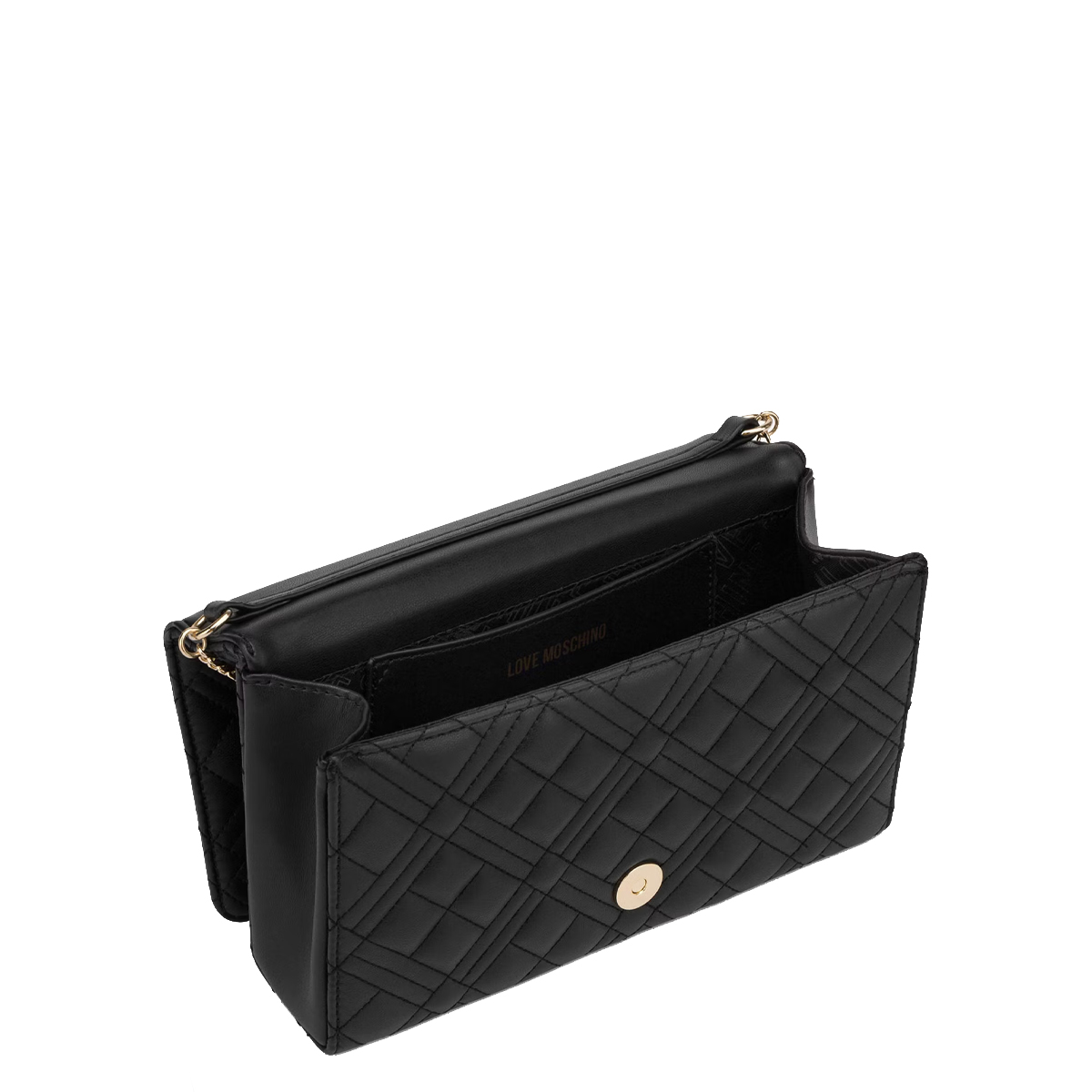 Love Moschino Clutch Shiny Quilted Nero Oro - 3 Love Moschino Clutch Shiny Quilted Nero Oro - 3