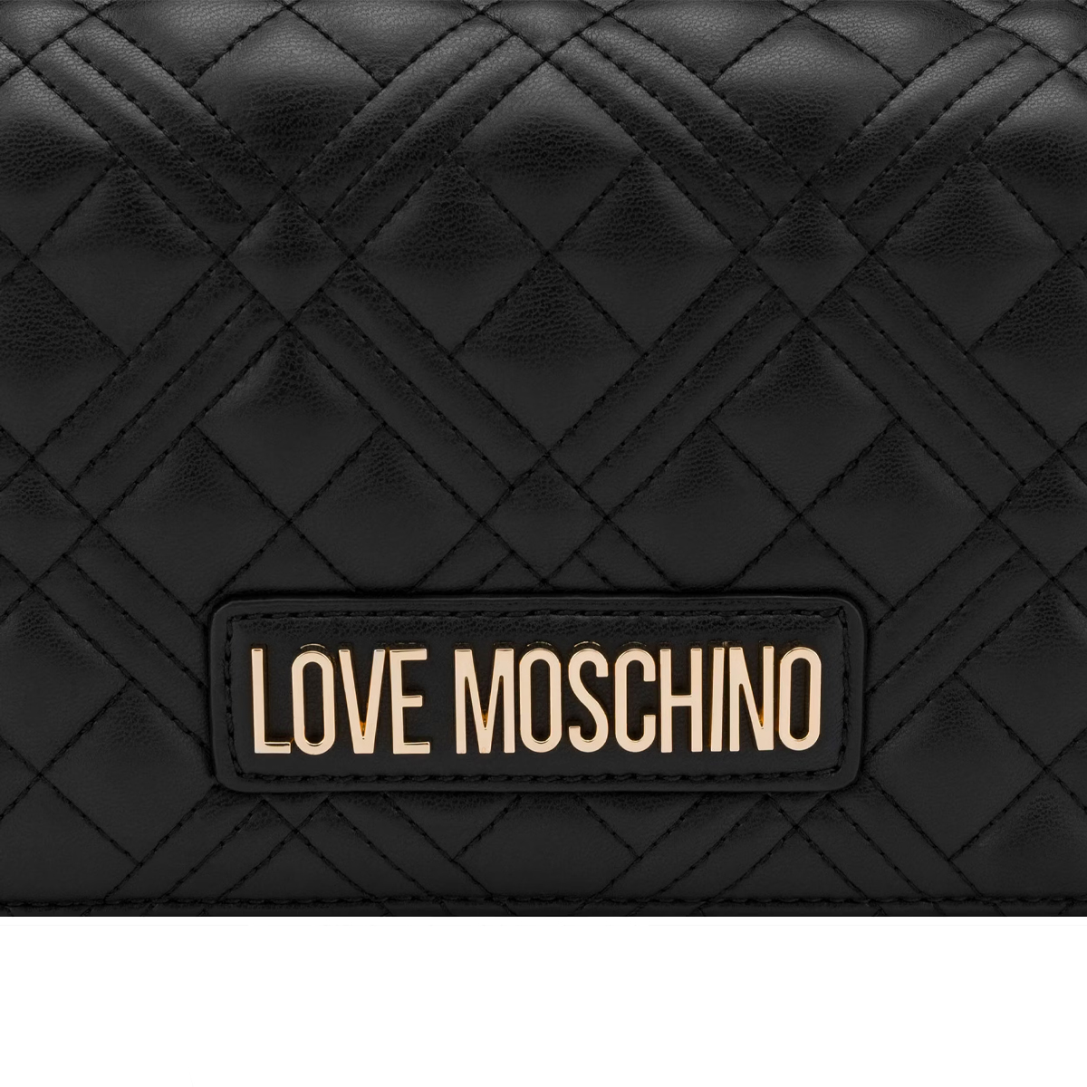Love Moschino Clutch Shiny Quilted Nero Oro - 4 Love Moschino Clutch Shiny Quilted Nero Oro - 4