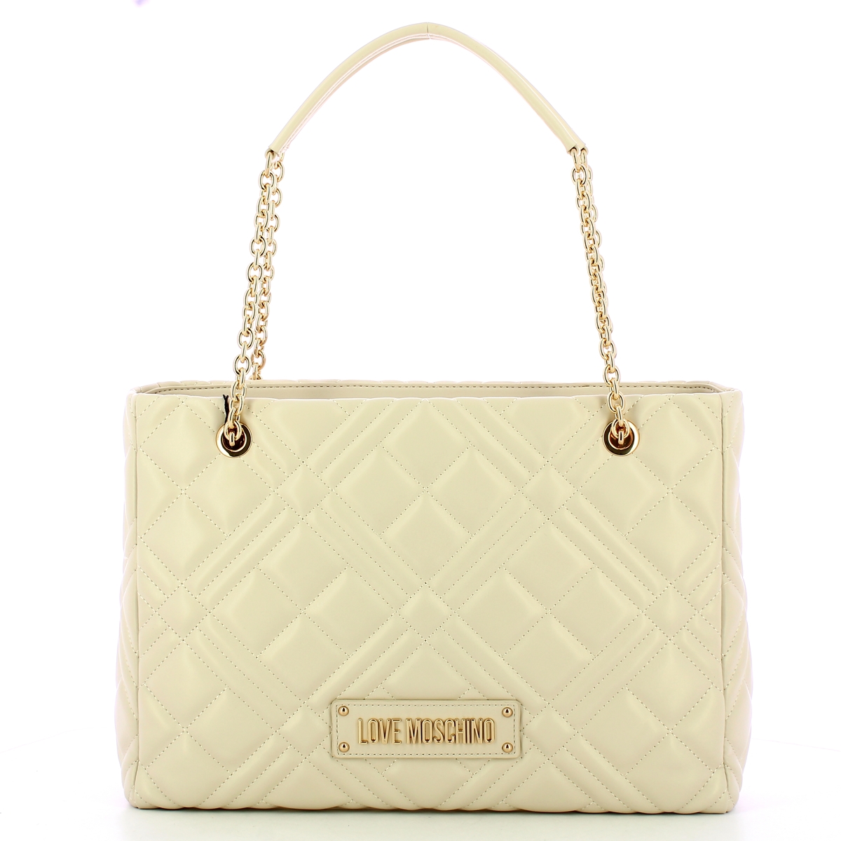 Love Moschino Shopper Quilted Lettering Logo Avorio - 1 Love Moschino Shopper Quilted Lettering Logo Avorio - 1