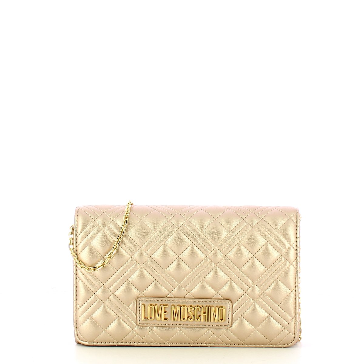 Love Moschino Clutch Shiny Quilted Metallic Gold - 1 Love Moschino Clutch Shiny Quilted Metallic Gold - 1