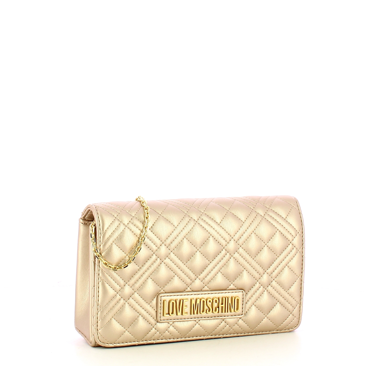 Love Moschino Clutch Shiny Quilted Metallic Gold - 2 Love Moschino Clutch Shiny Quilted Metallic Gold - 2