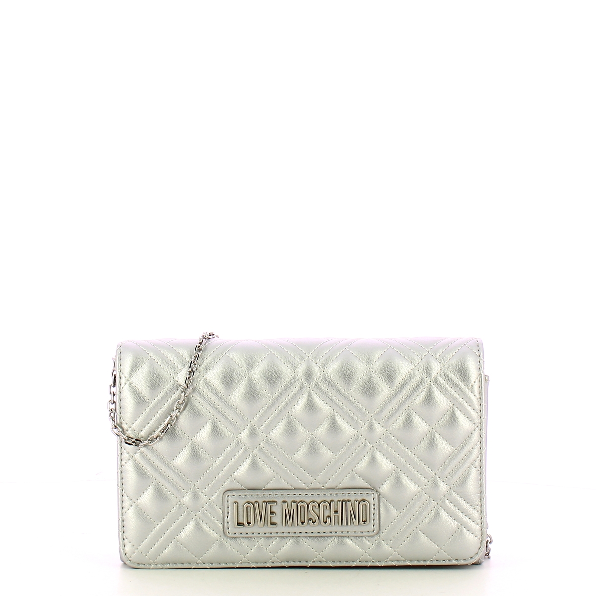Love Moschino Clutch Shiny Quilted Silver - 1 Love Moschino Clutch Shiny Quilted Silver - 1