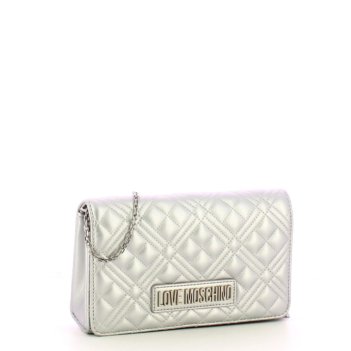 Love Moschino Clutch Shiny Quilted Silver - 2 Love Moschino Clutch Shiny Quilted Silver - 2
