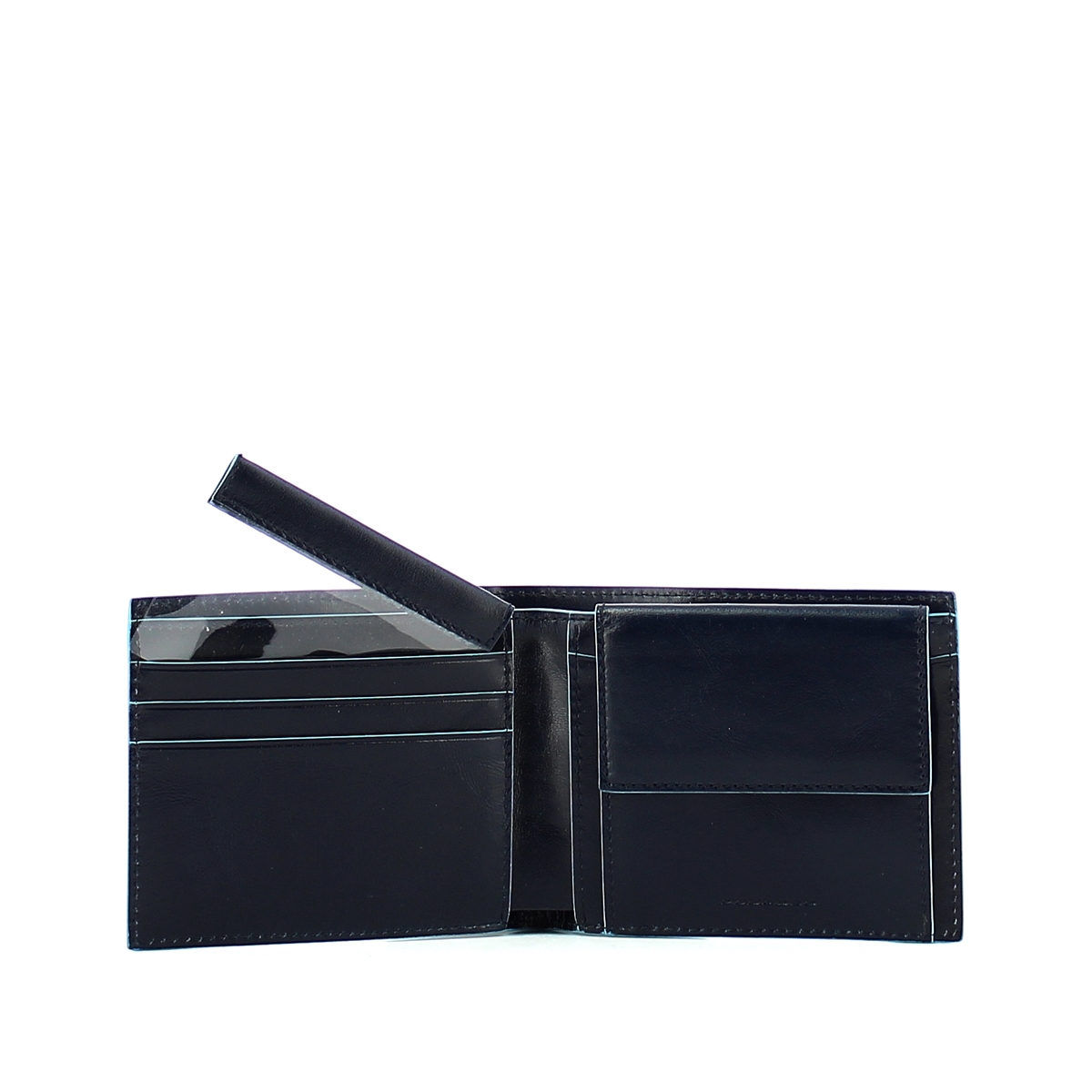 Men wallet with coin pouch Blue Square Men wallet with coin pouch Blue Square