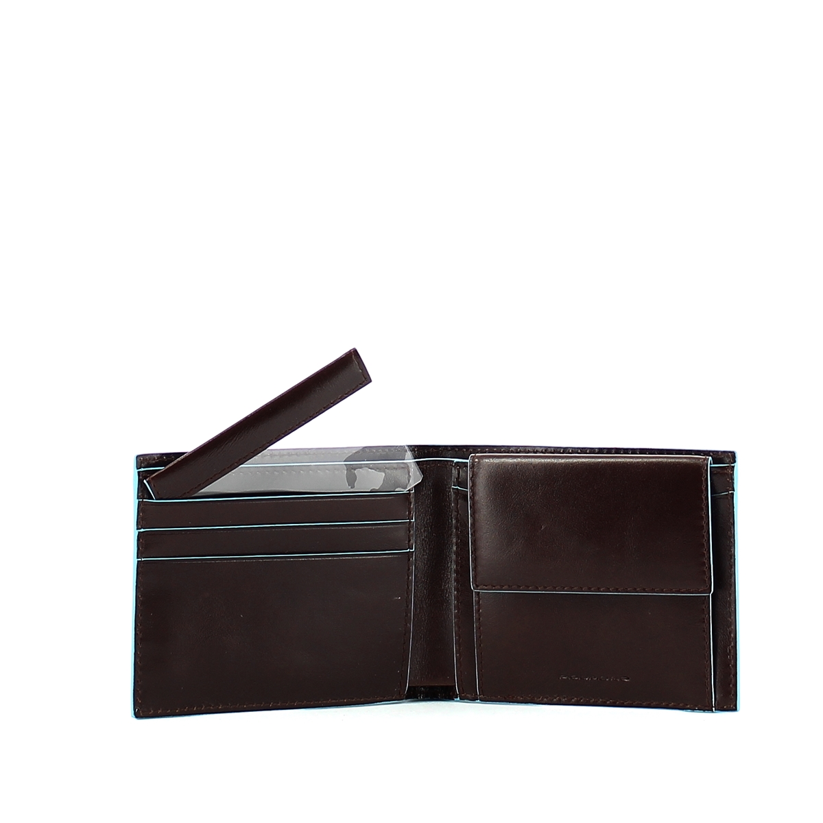 Men wallet with coin pouch Blue Square Men wallet with coin pouch Blue Square