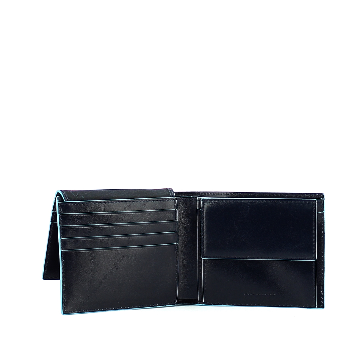 Men wallet with coin pouch Blue Square Men wallet with coin pouch Blue Square