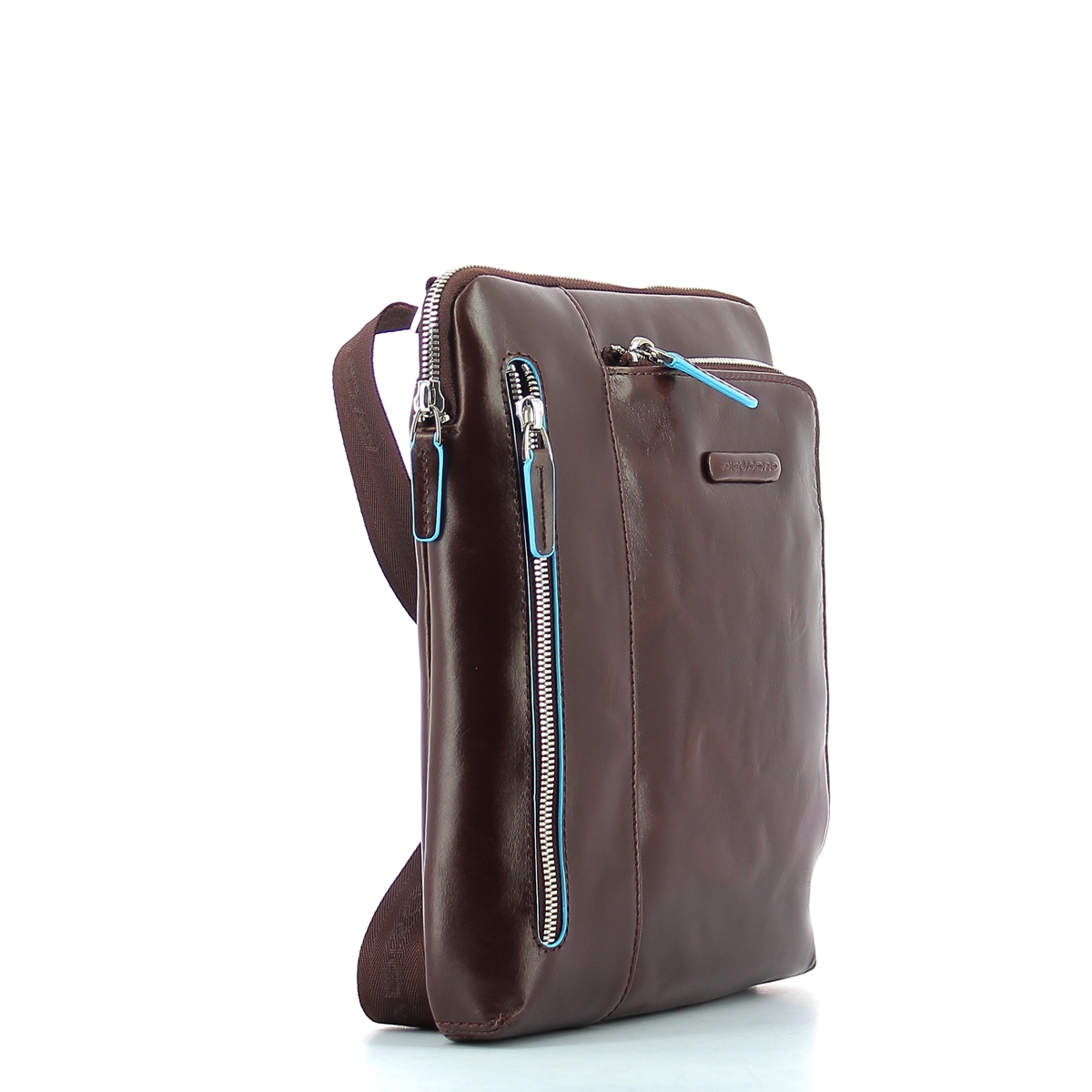 Leather Organised crossbody Blue Square-MOGANO-UN Leather Organised crossbody Blue Square-MOGANO-UN