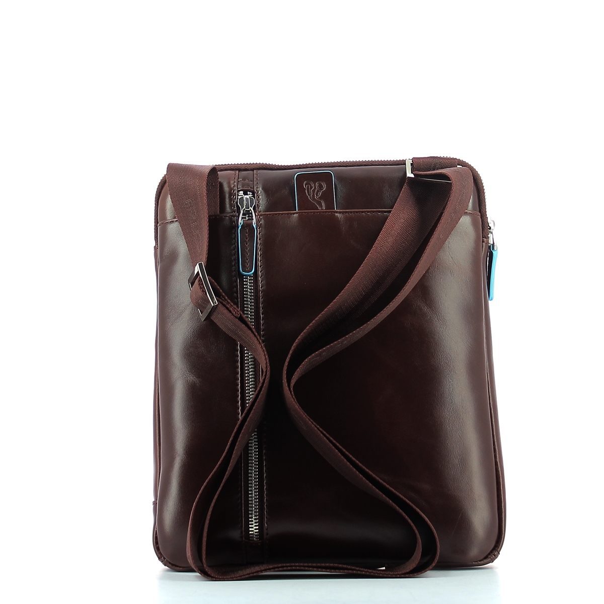 Leather Organised crossbody Blue Square-MOGANO-UN Leather Organised crossbody Blue Square-MOGANO-UN