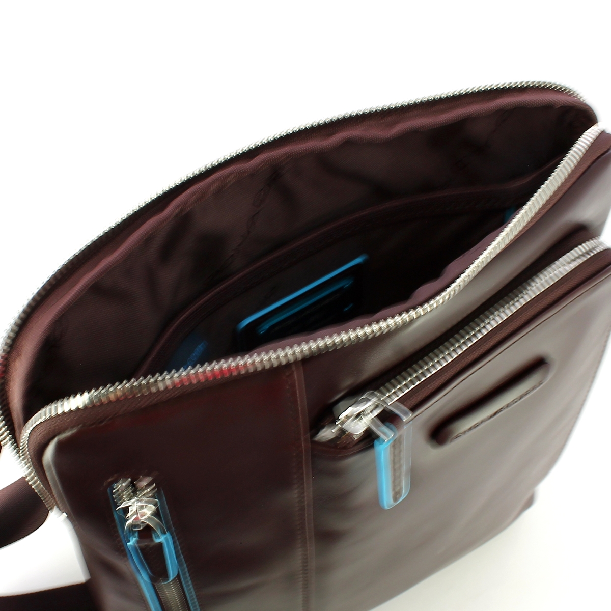 Piquadro Leather Organised crossbody Blue Square - 4 Piquadro Leather Organised crossbody Blue Square - 4