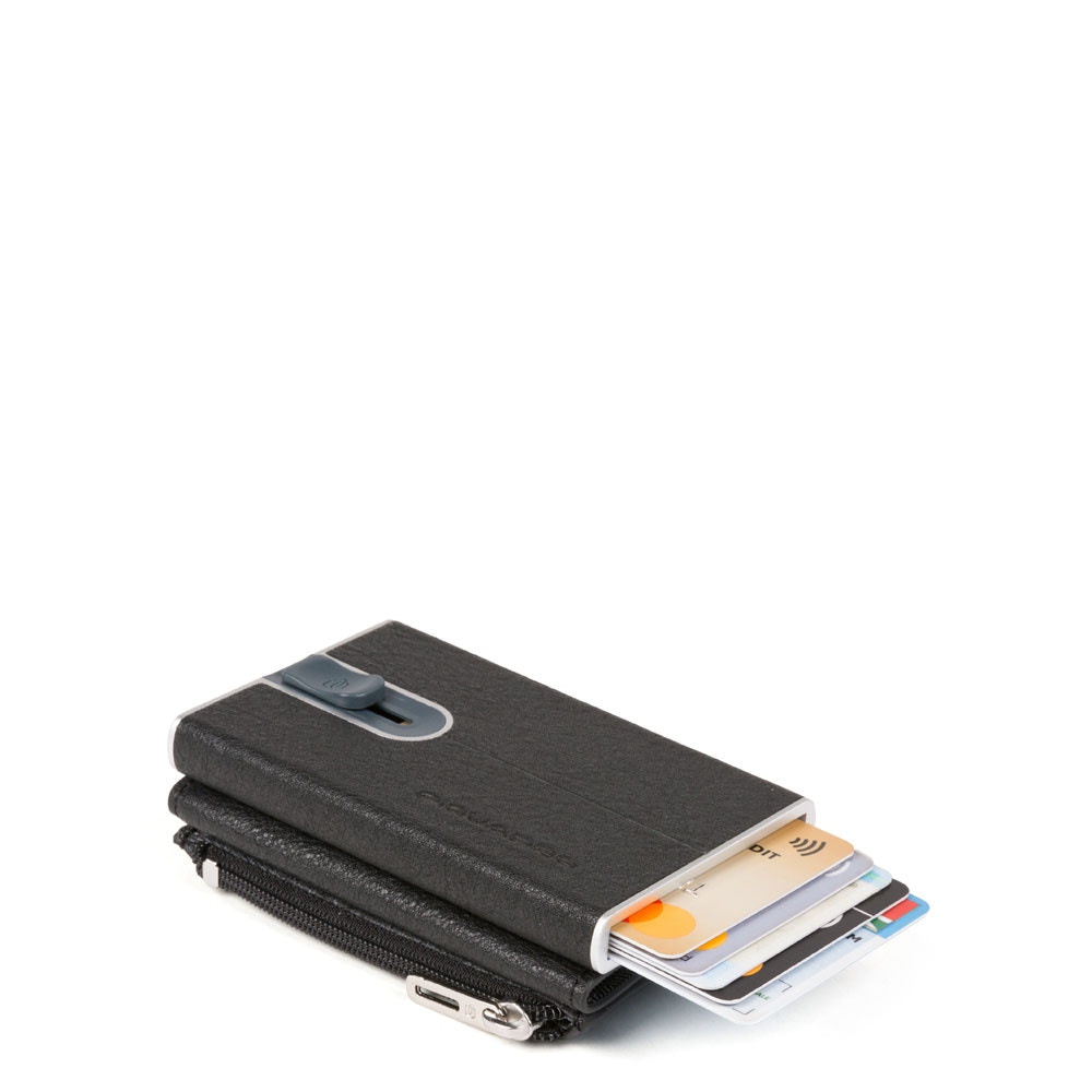 Piquadro Porta carte di credito con Sliding System con portamonete RFID Black Square - 3 Piquadro Porta carte di credito con Sliding System con portamonete RFID Black Square - 3