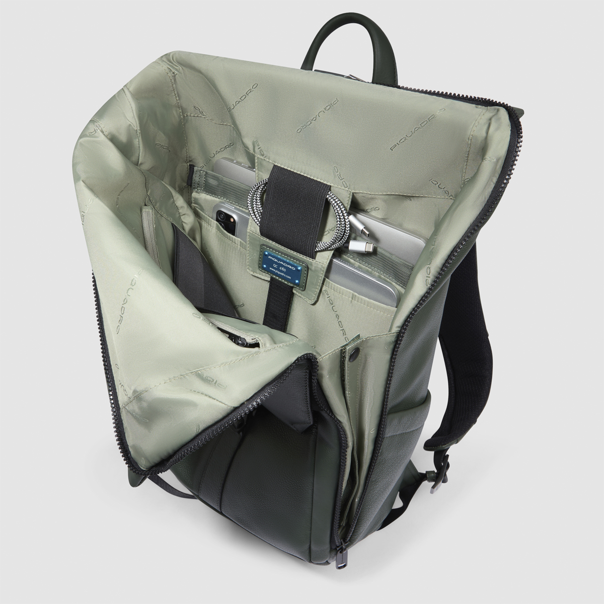 Piquadro Zaino Than Roll-Top Porta PC 15.6" Verde - 6